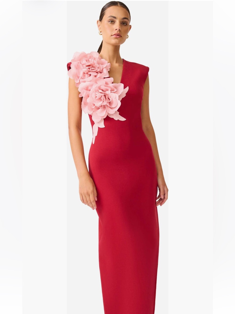 elliatt zahara red & pink 3d flower detail maxi gown dress size large NEW - Picture 7 of 17
